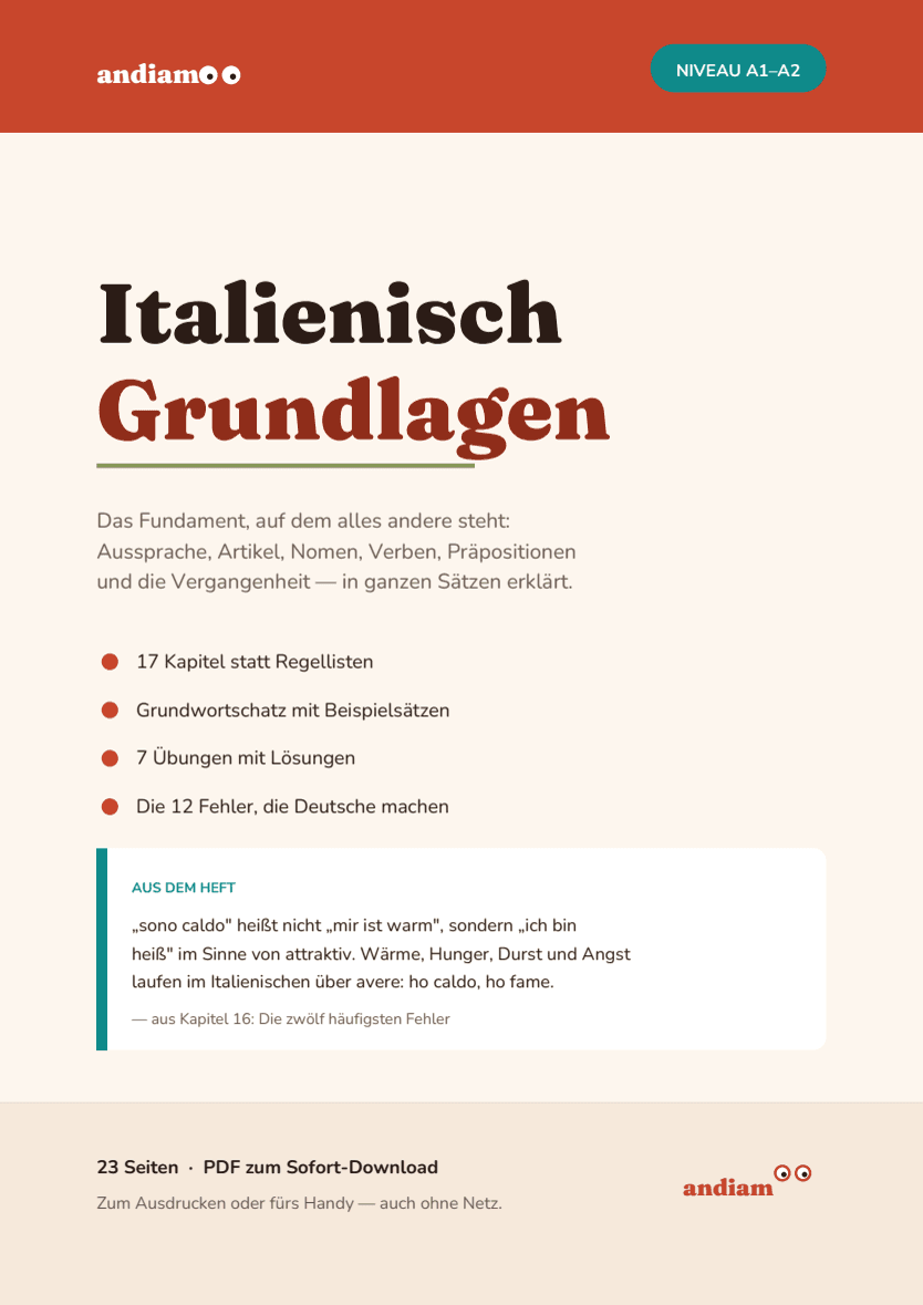 Titelseite: Italienisch Grundlagen — das Fundament von A1 bis A2
